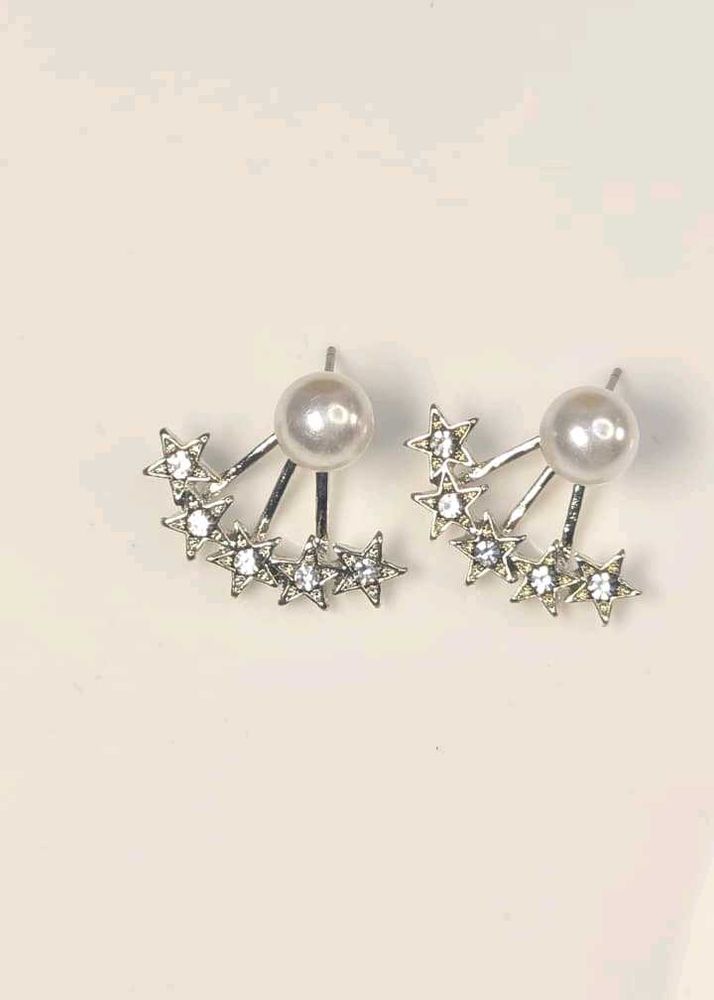 Star &amp; Pearl Ear Climber Earrings