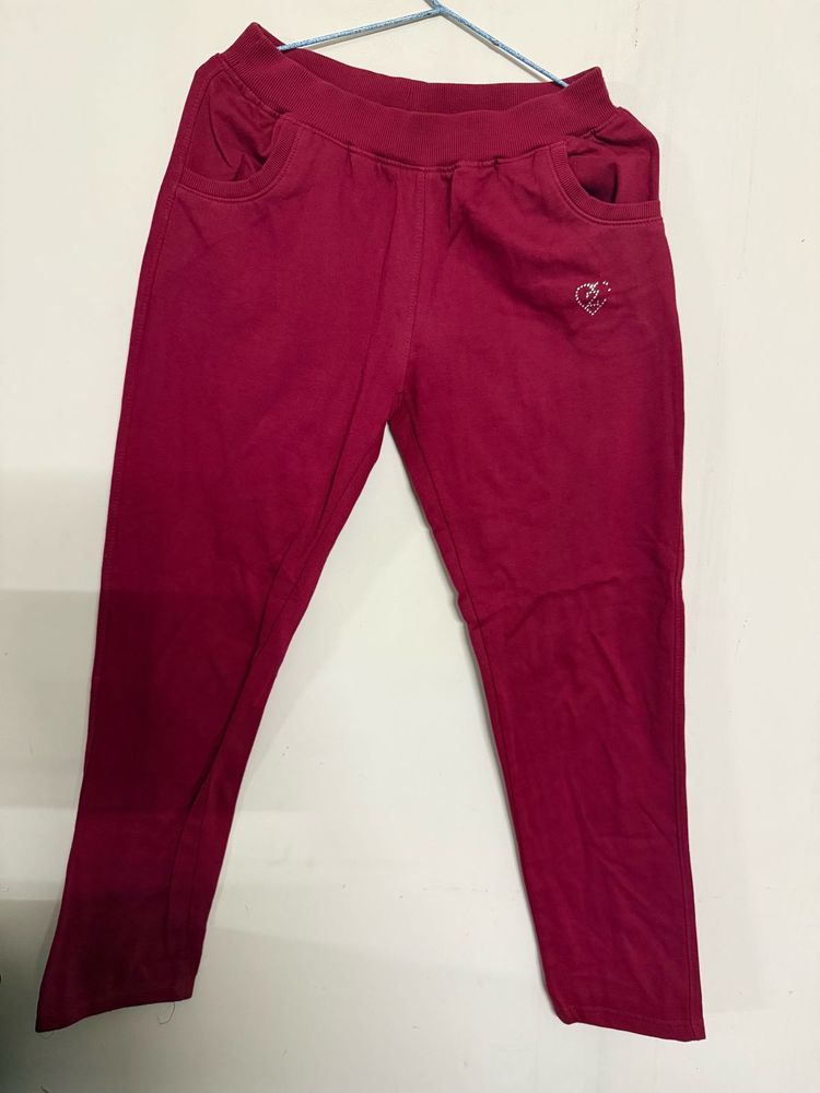 Maroon Joggers with Heart Detail