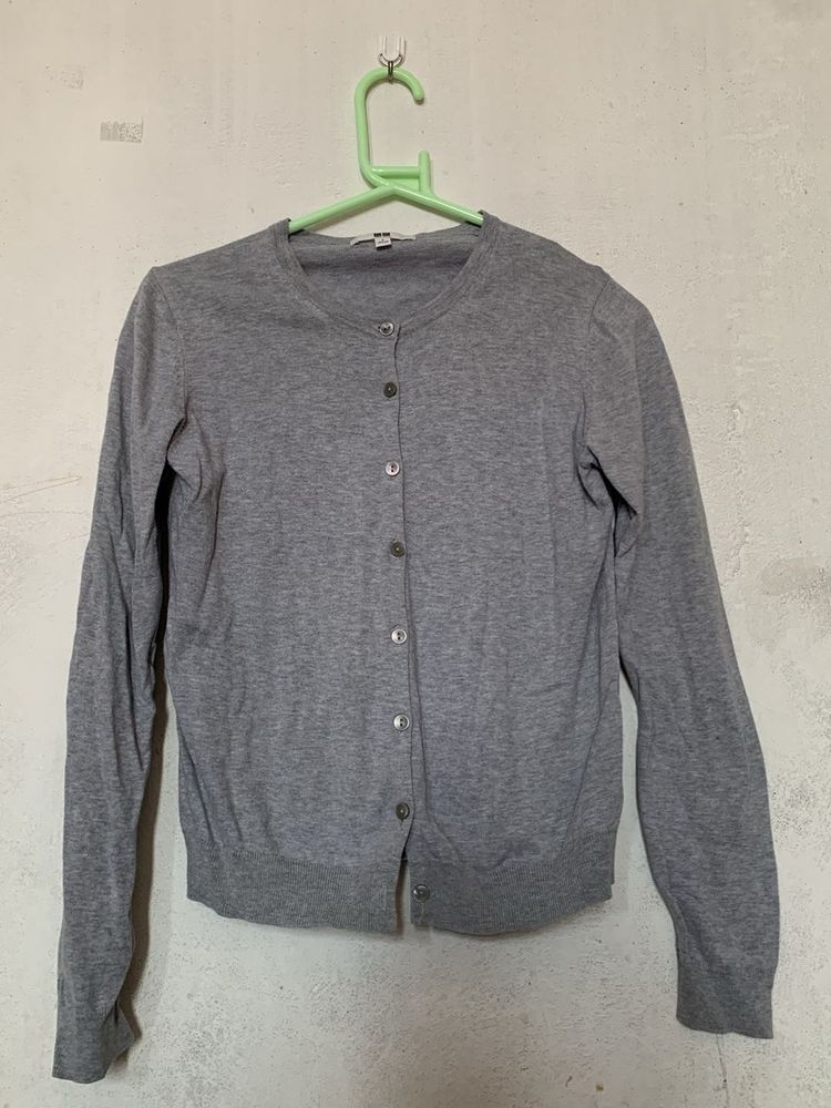 Grey Button-Up Cardigan