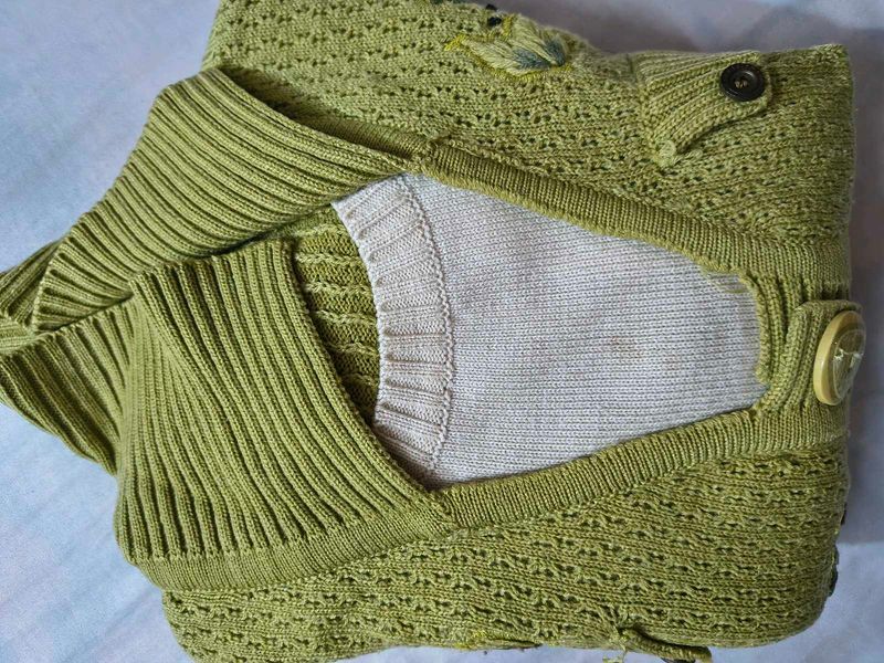 Green Wool Readymade Sweater