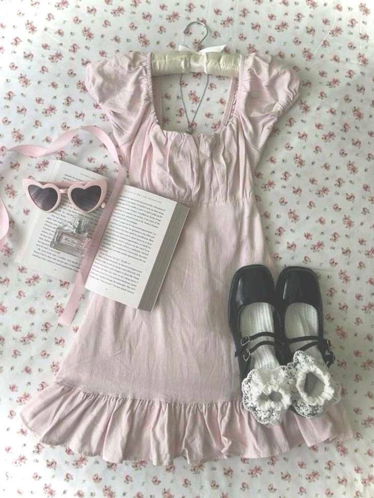 y2k Pastel Pink Cottagecore Dress