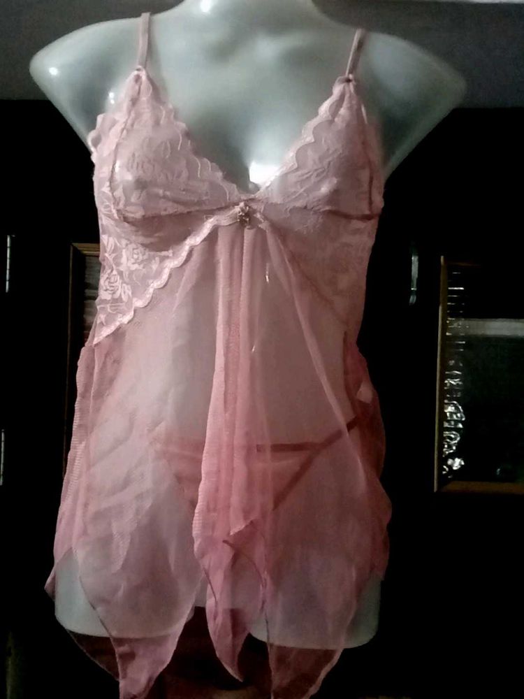Charming Pink Babydoll Lingerie Set