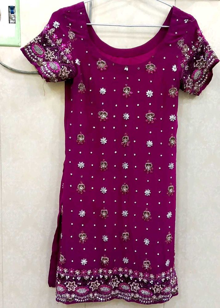 Embellished Magenta Kurta