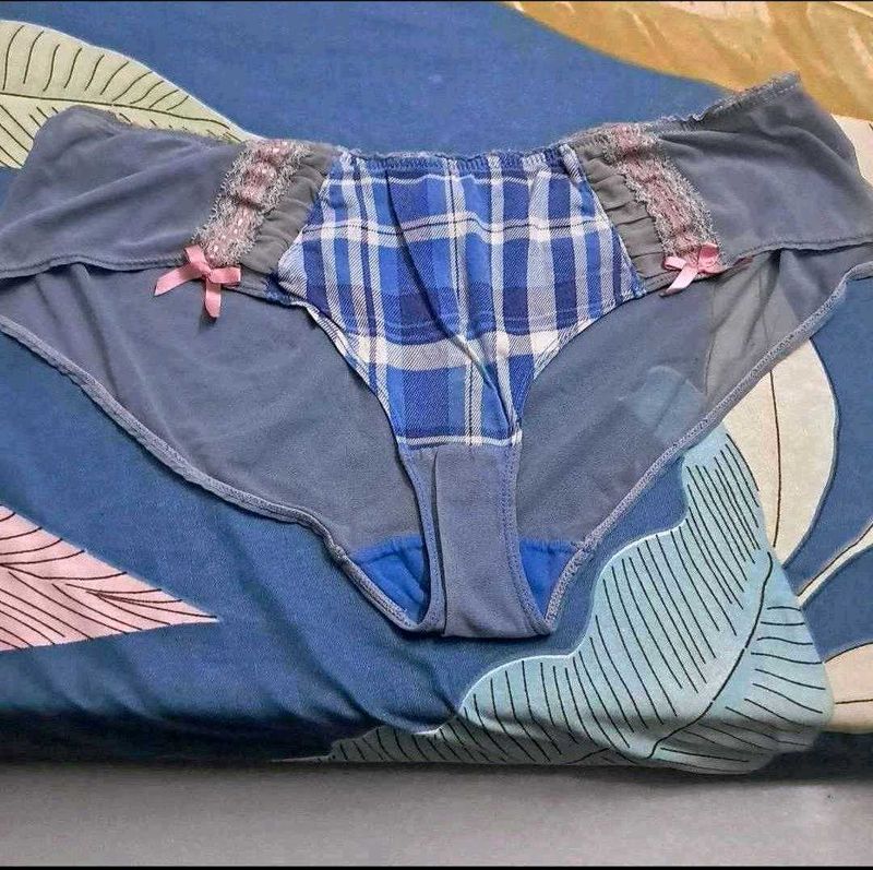 Blue Plaid Detail Panties