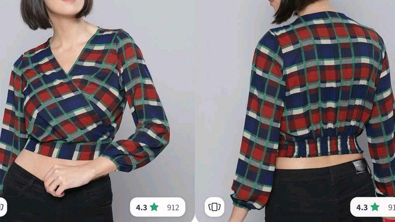 3 Chic Plaid Wrap Crop Top
