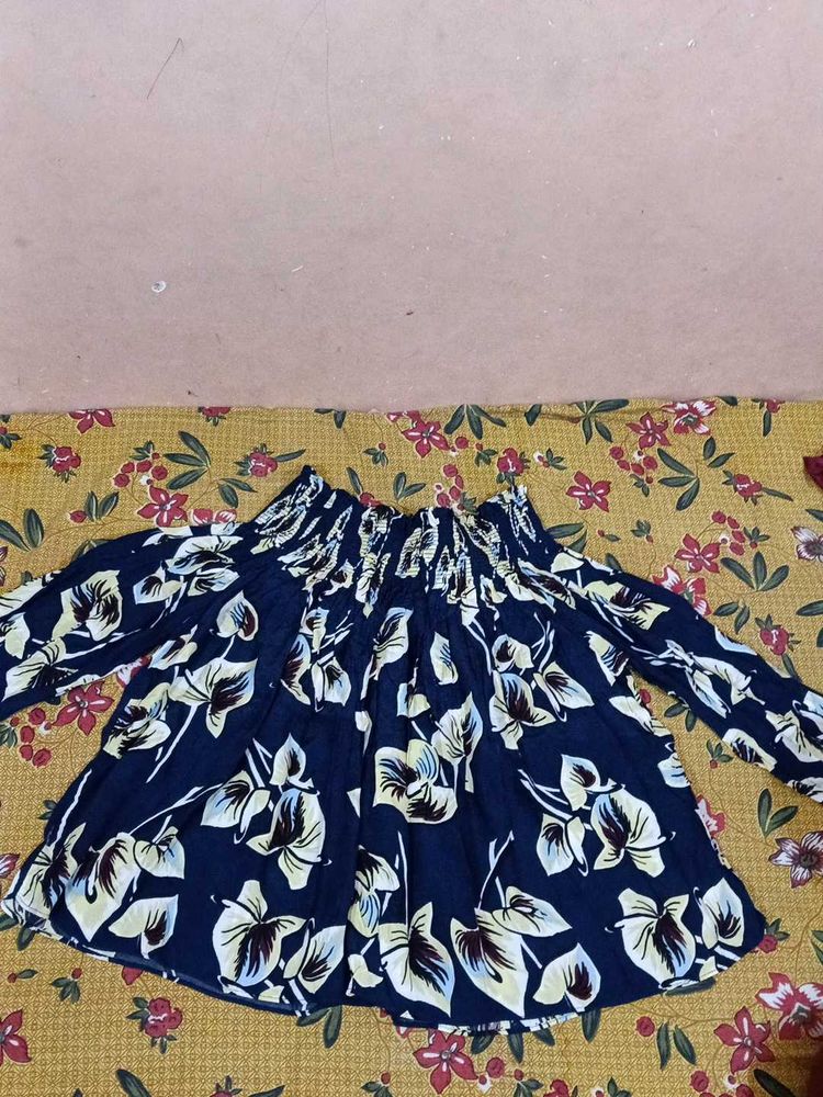 Floral Print Navy Blue off shoulder Top