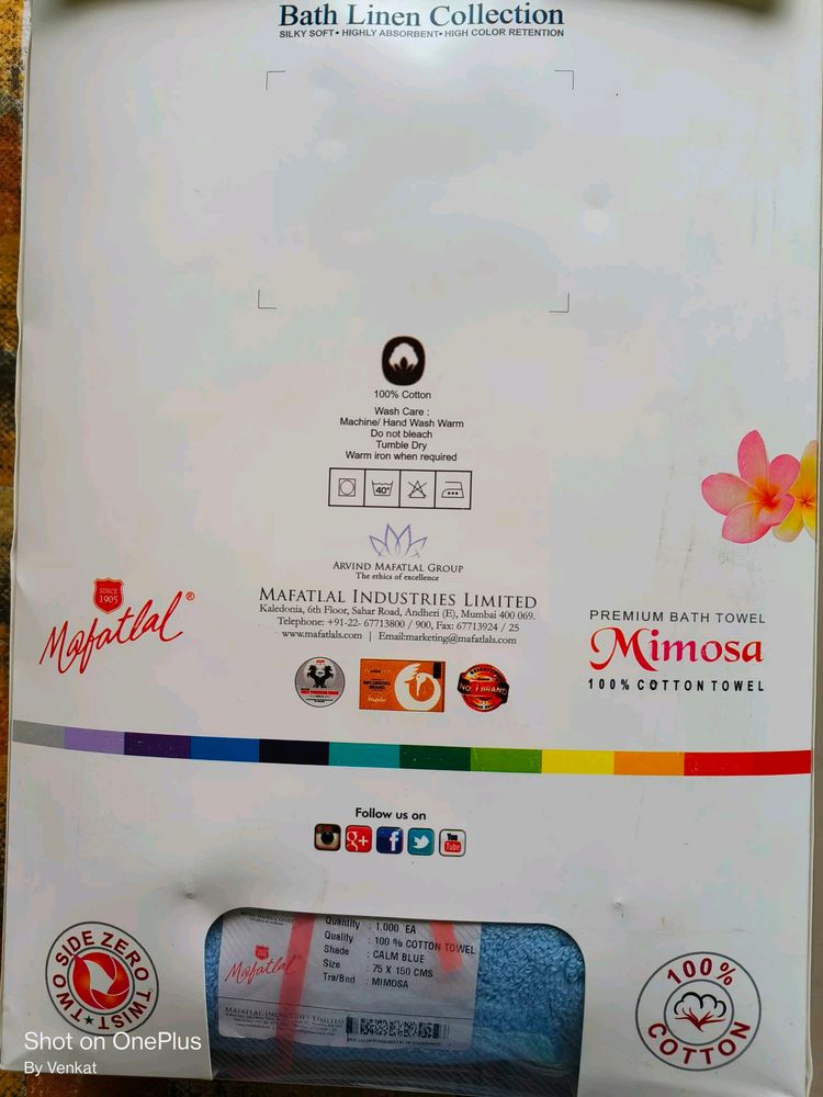 "Mafatlal" Brand Mimosa Premium Turkish Bath Towel.