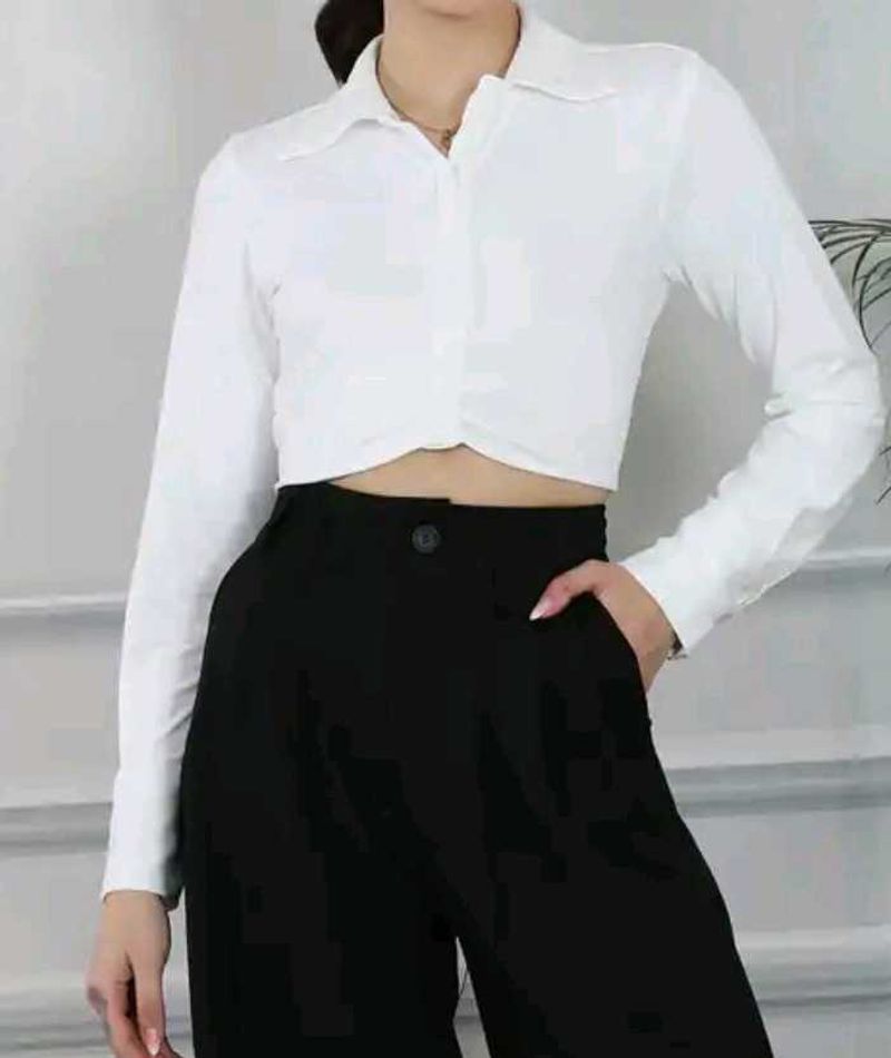 Chic White Crop Shirt