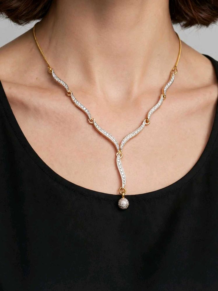 Sparkling Wave Necklace with Pendant