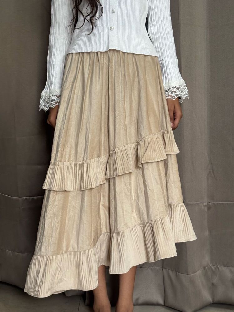Tiered Ruffle Maxi Stretchable Skirt