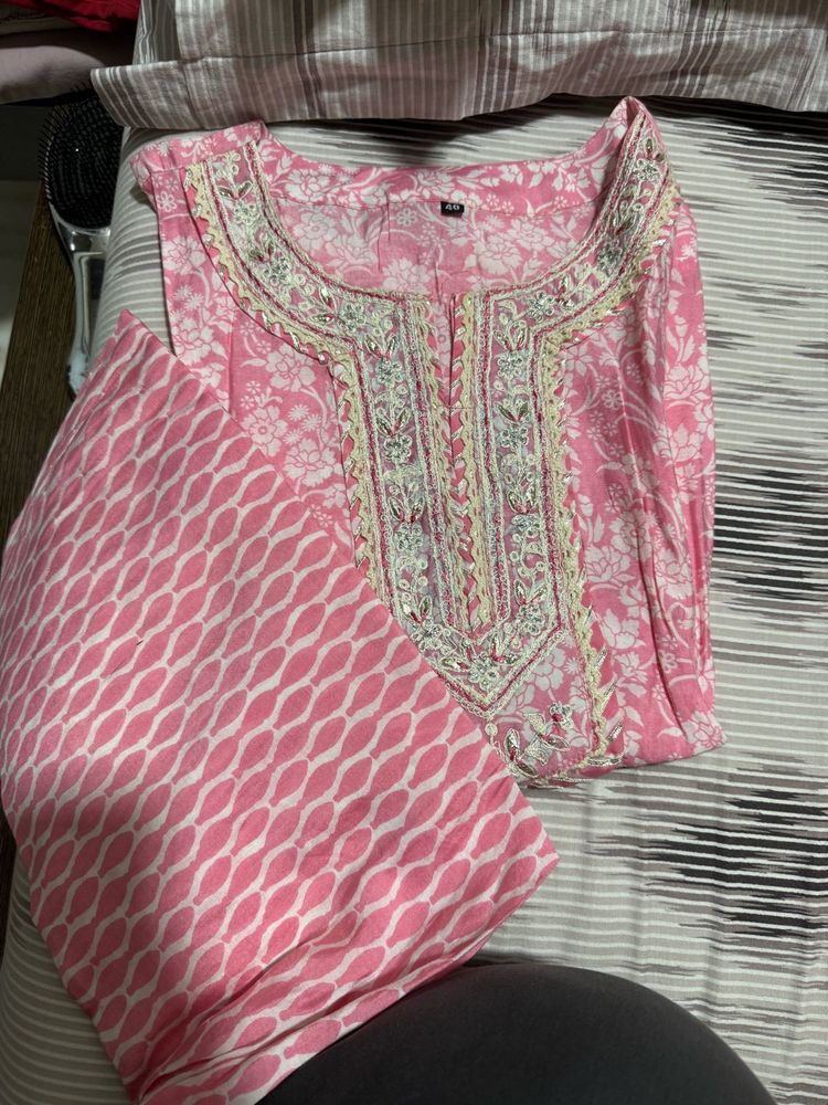 Pink Embroidered Kurta Set