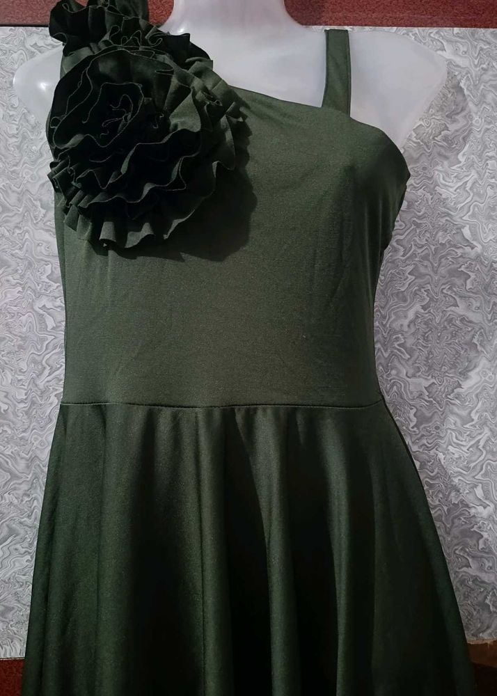 Ruffle Linen Fit &amp; Flare Dress