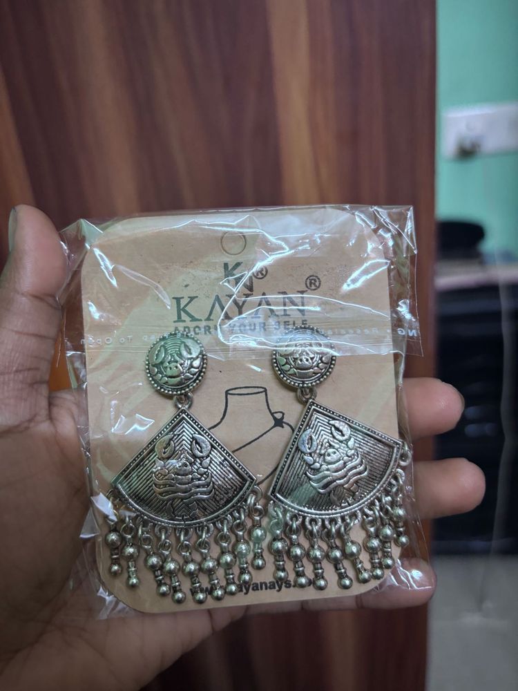 Oxidised Silver Jhumka Earrings