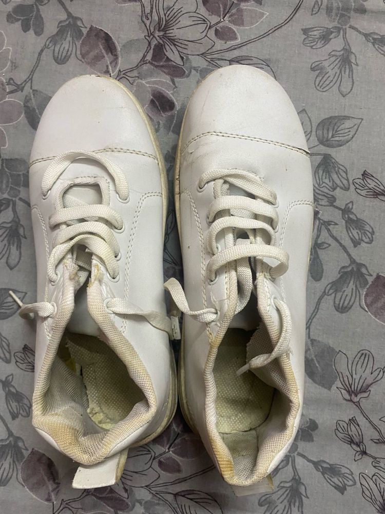 Classic White Lace-Up Sneakers