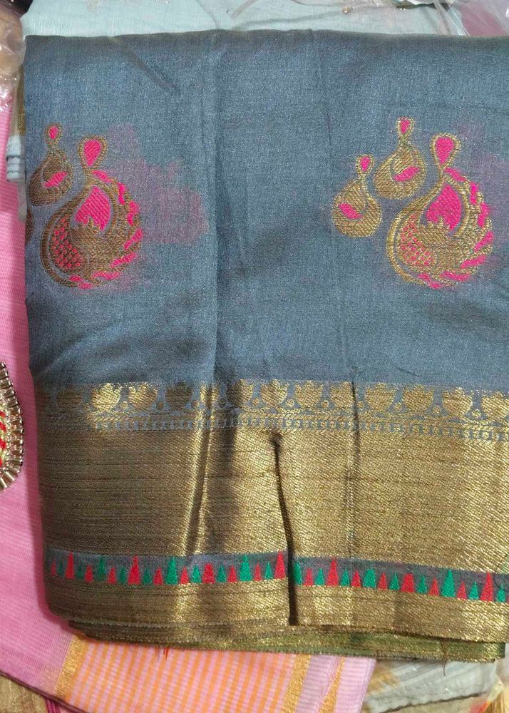 Elegant Saree with  Embroidery and different look