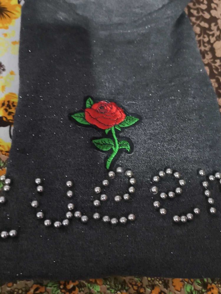 Embellished Rose Tunic Top