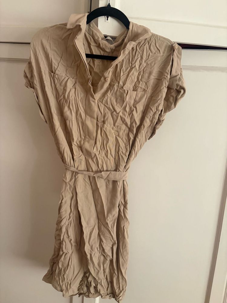 Tan Utility Shirt Dress