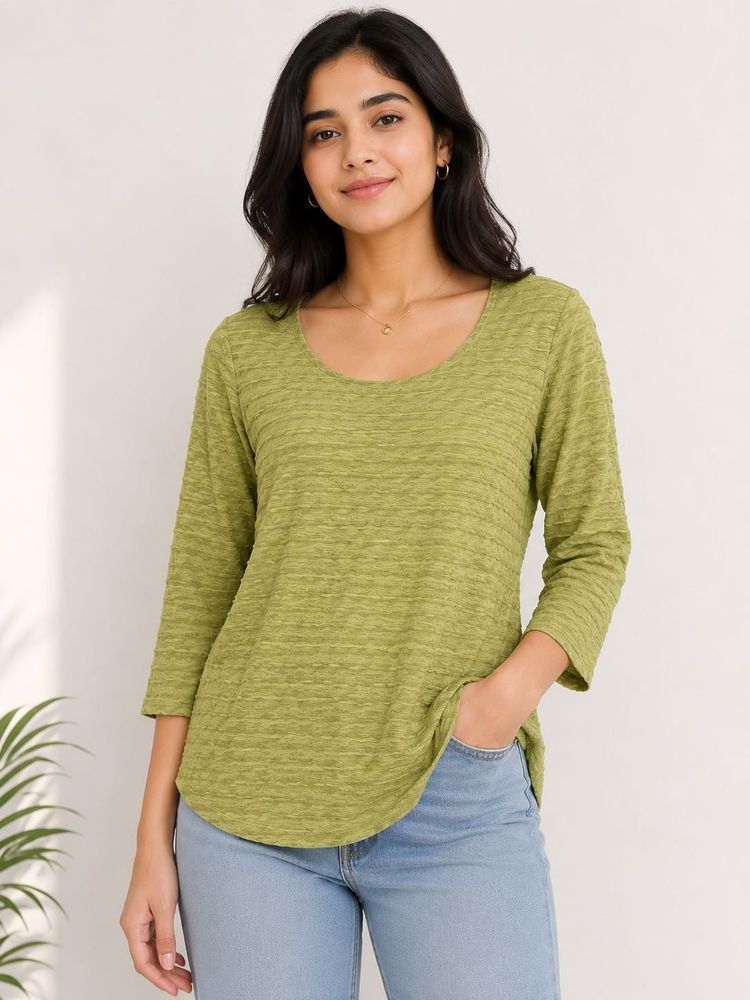Chic Textured 3/4 Sleeve Top