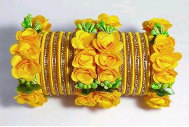 Yellow Flower Bangles Set