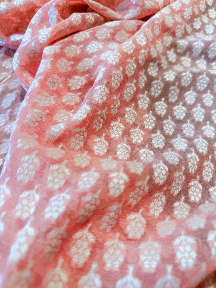 100% Pure silk peach Khaddi Georgette