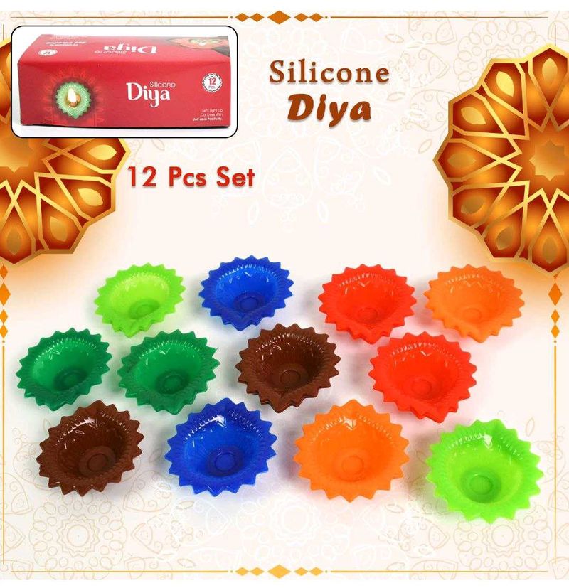 Silicone Diya - 12 Pcs Set, Unbreakable