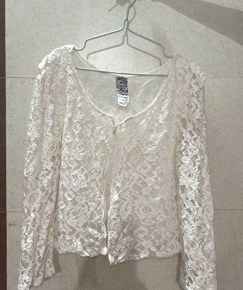 Elegant White Lace Cardigan