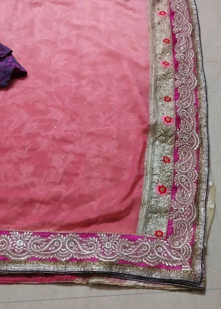 Stunning Pink Embroidered Saree