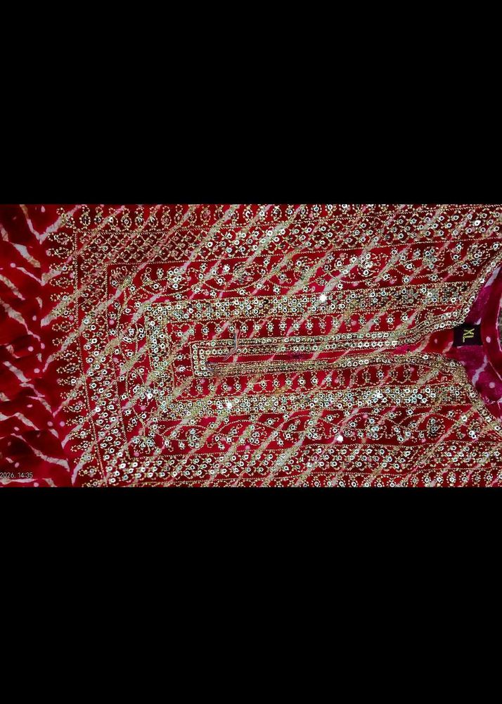 Red Embellished kurti with sequence yolk