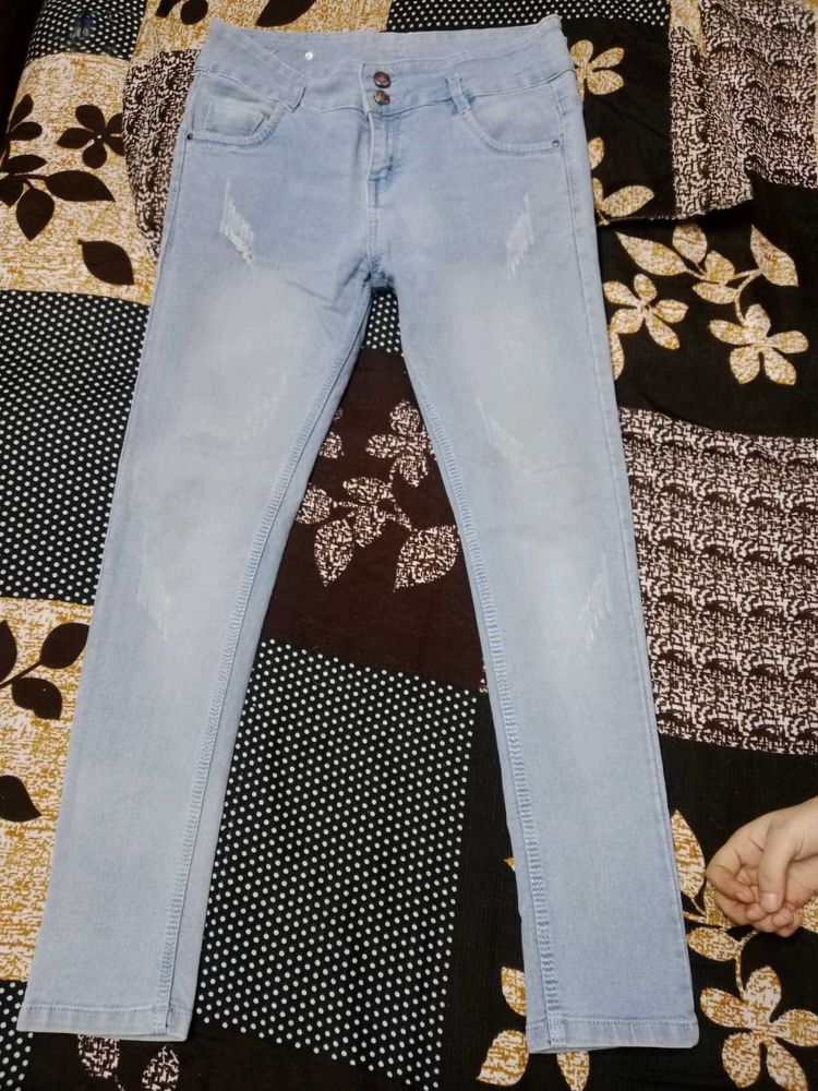 sky blue denim skinny jeans(woman)