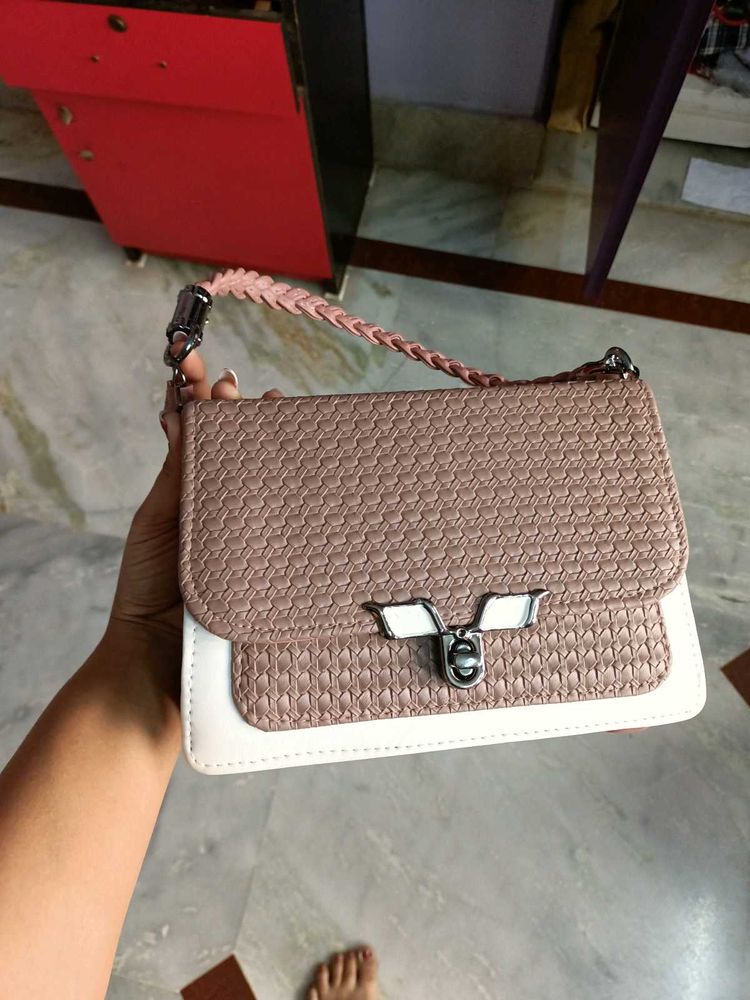 Chic Pink &amp; White Shoulder Bag