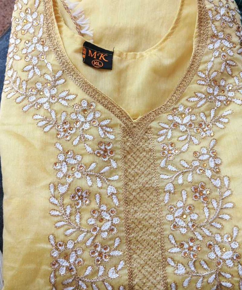 Yellow Embroidered Kurta