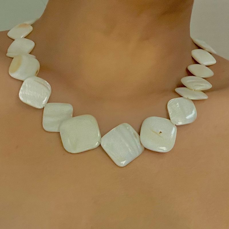 Diamond Shaped Polished Shell Necklace From Goa