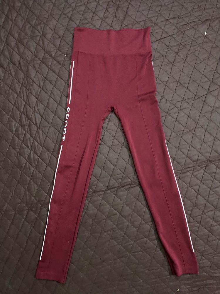 Burgundy 'Sport' Leggings
