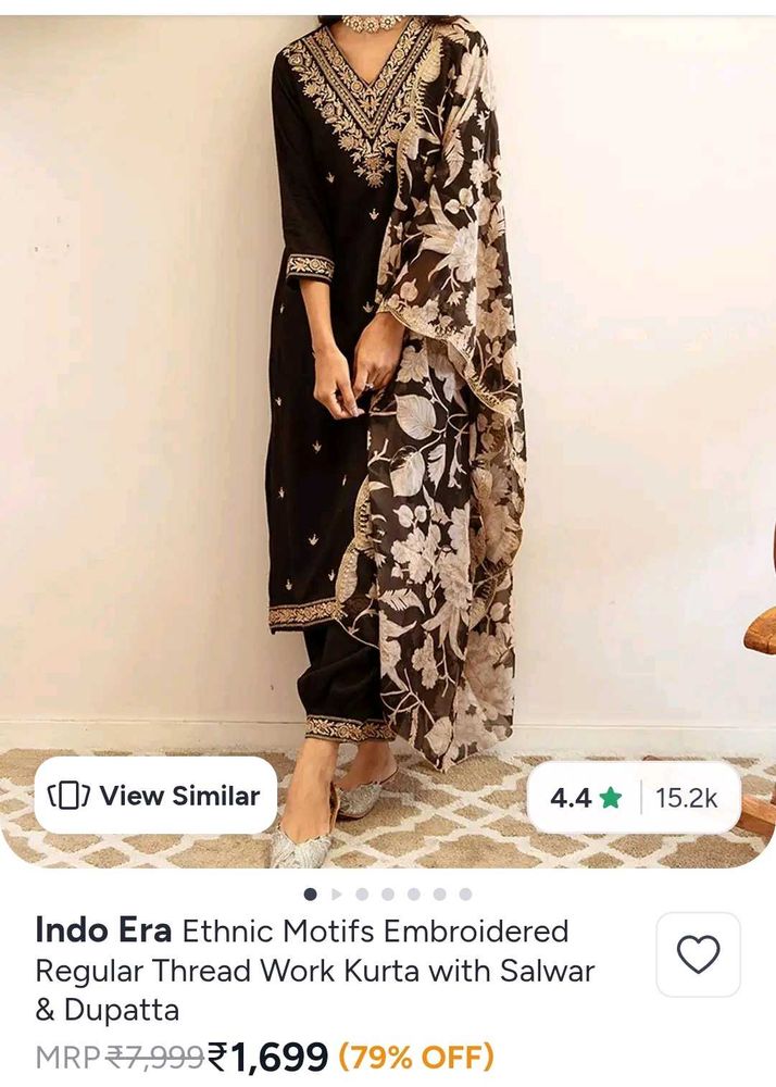 Elegant Black Embroidered Kurta Set