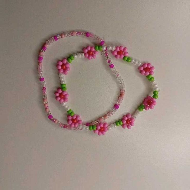 Pink Flower Beaded bracelet Set💗