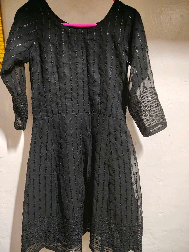 Stunning Black Sequin Ethnic Gown