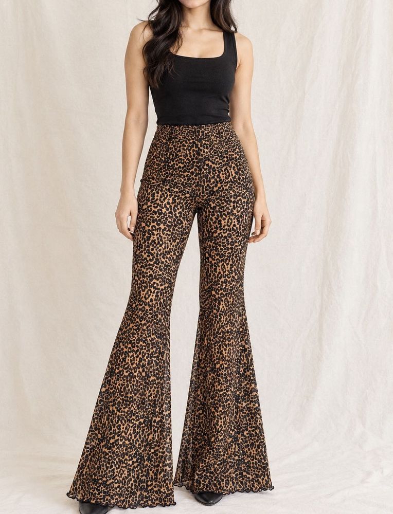 Bershka Leopard Print Flared Pants