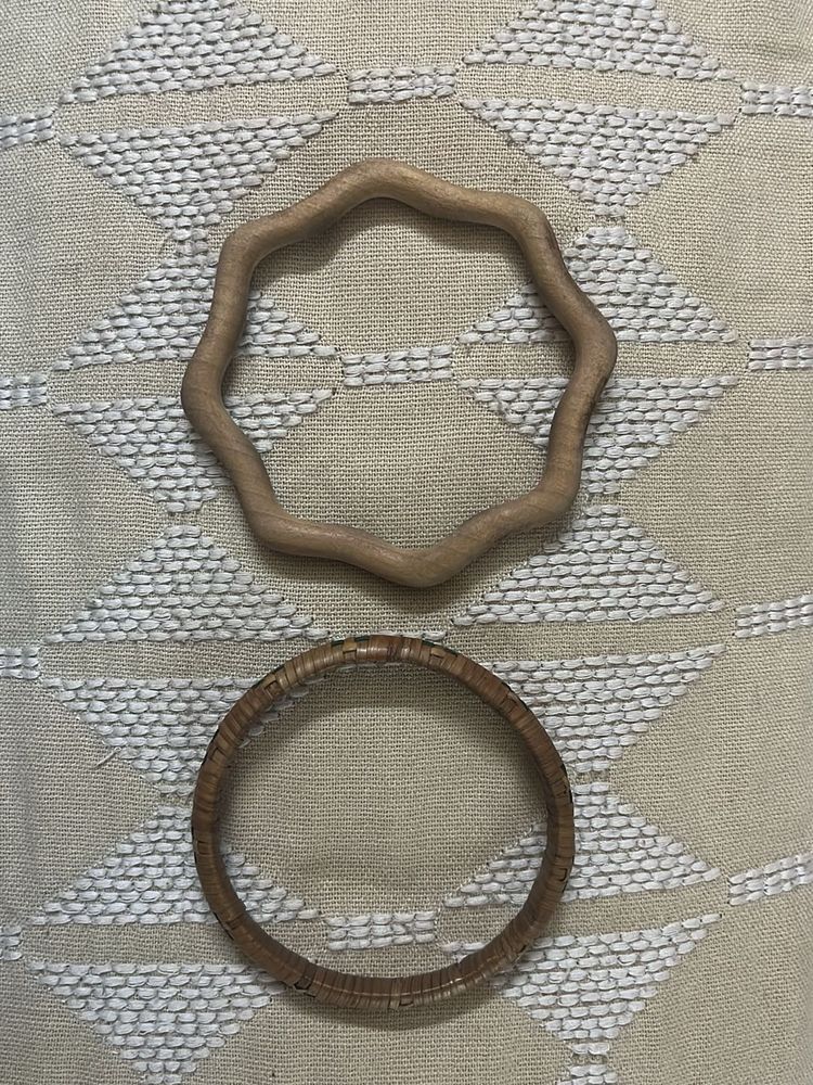 Vintage Wooden &amp; Woven Bracelets Set