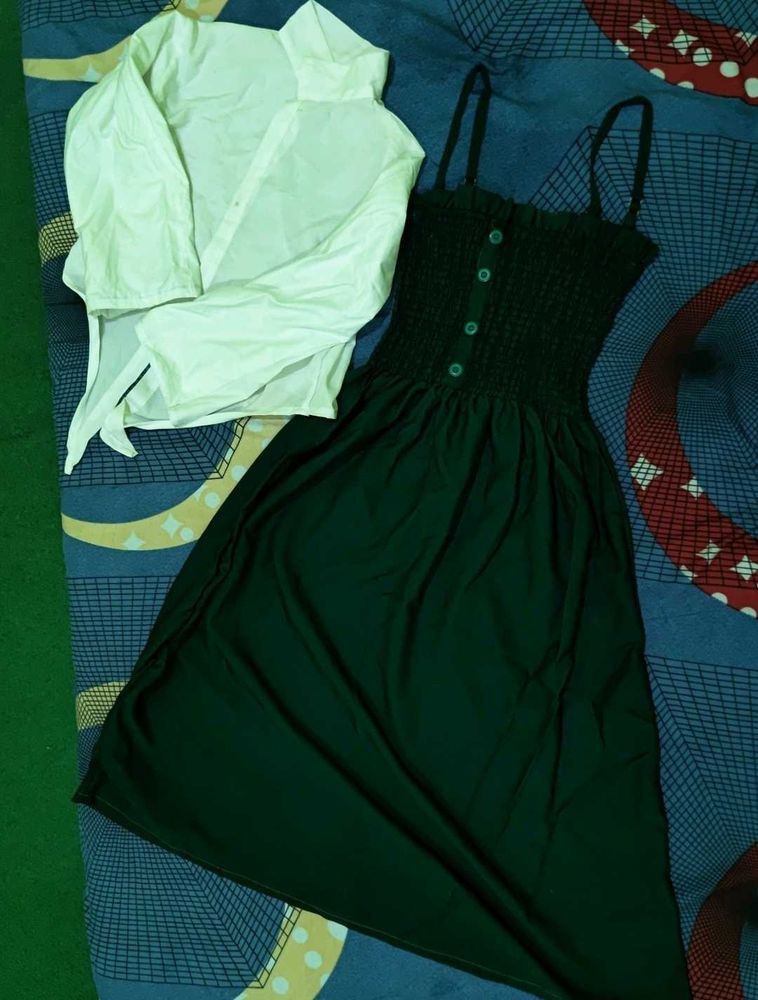Green Sundress with White Cover-Up