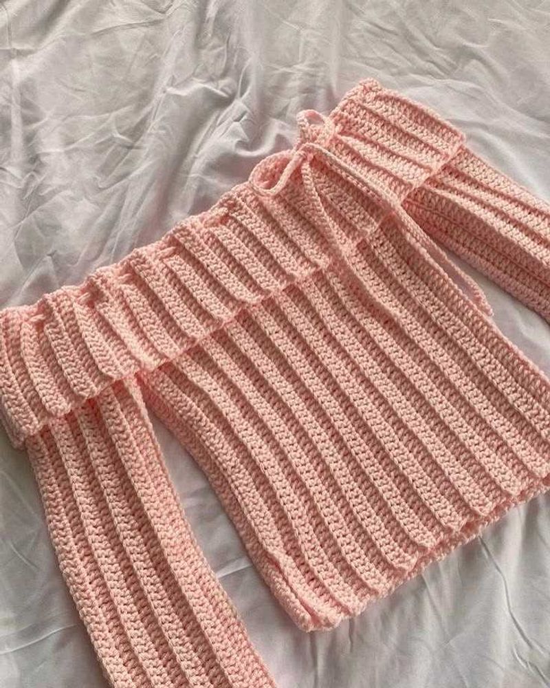 Pink Crochet Off-Shoulder Top