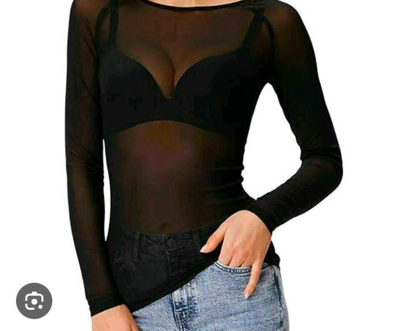 Sheer Black Long Sleeve Top with bra