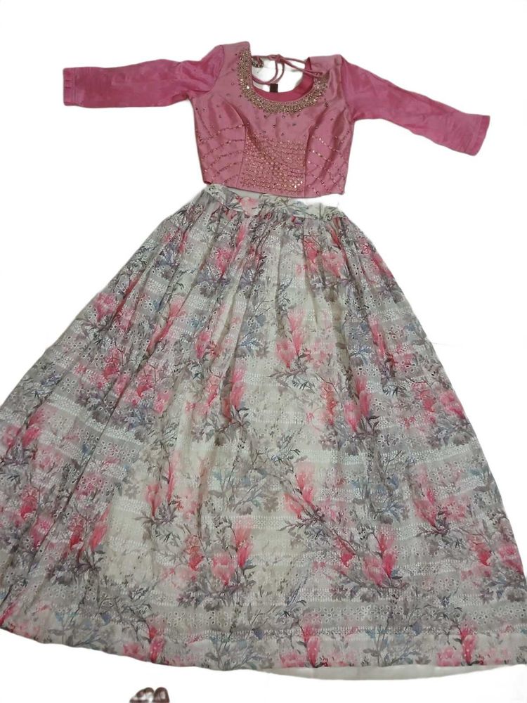 Pink &amp; Floral Lehenga Choli Set