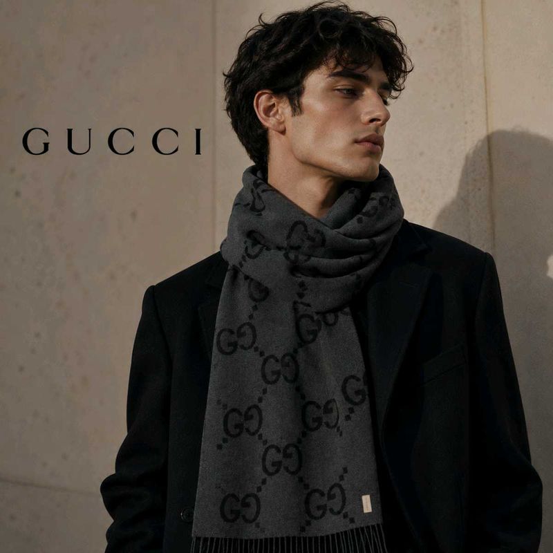 Gucci GG Logo Cashmere jacquard Scarf