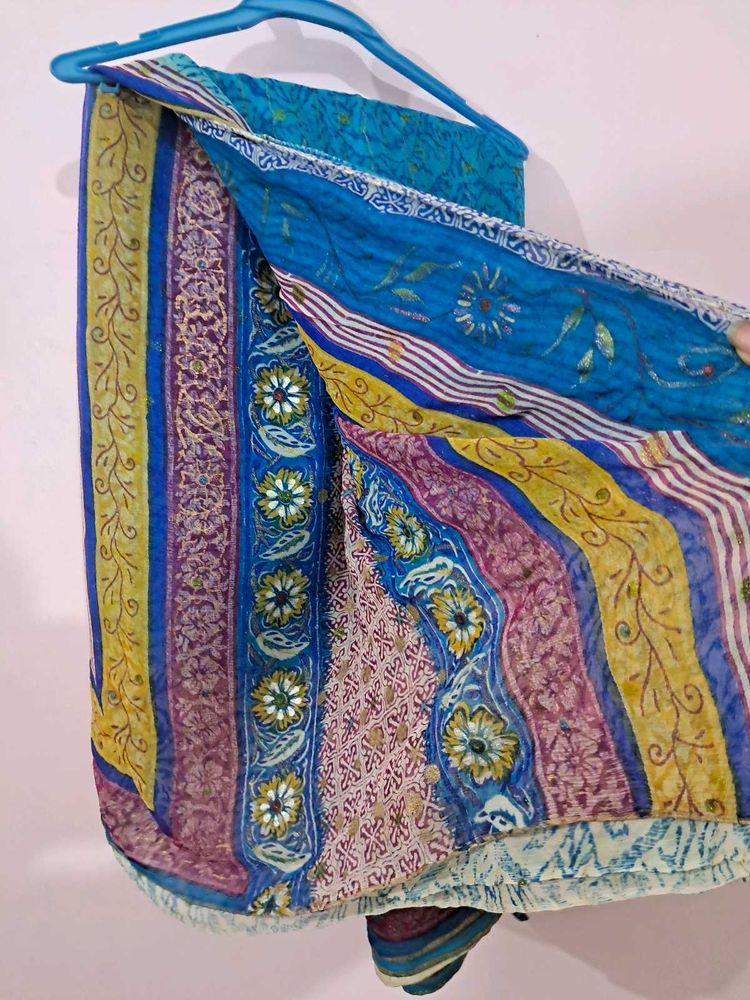 Colorful Blue Saree