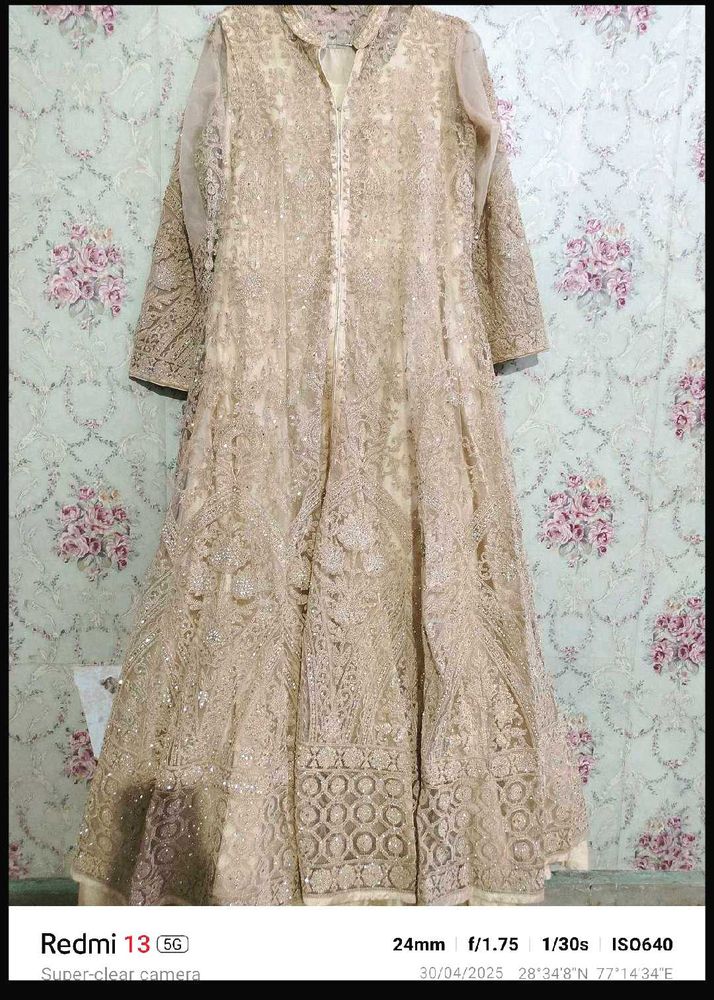 Elegant Embroidered Beige Anarkali
