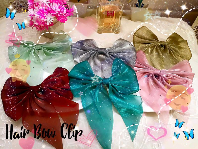 Sparkly Bow Hair Clips - Set of 6