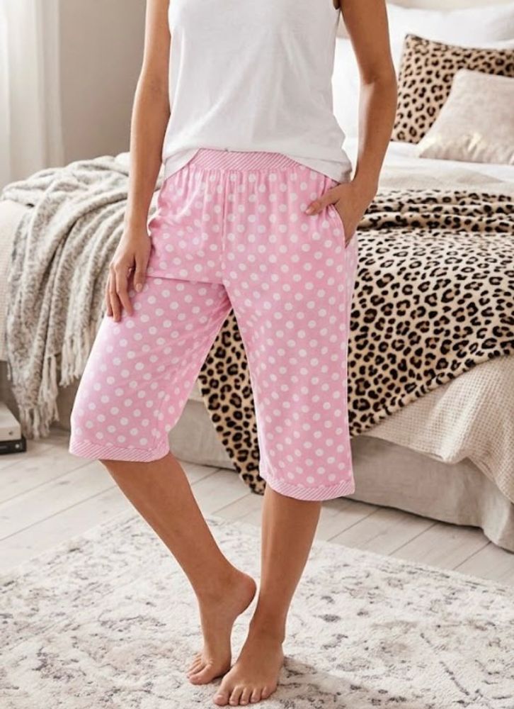 Pink Polka Dot Pajama Capris