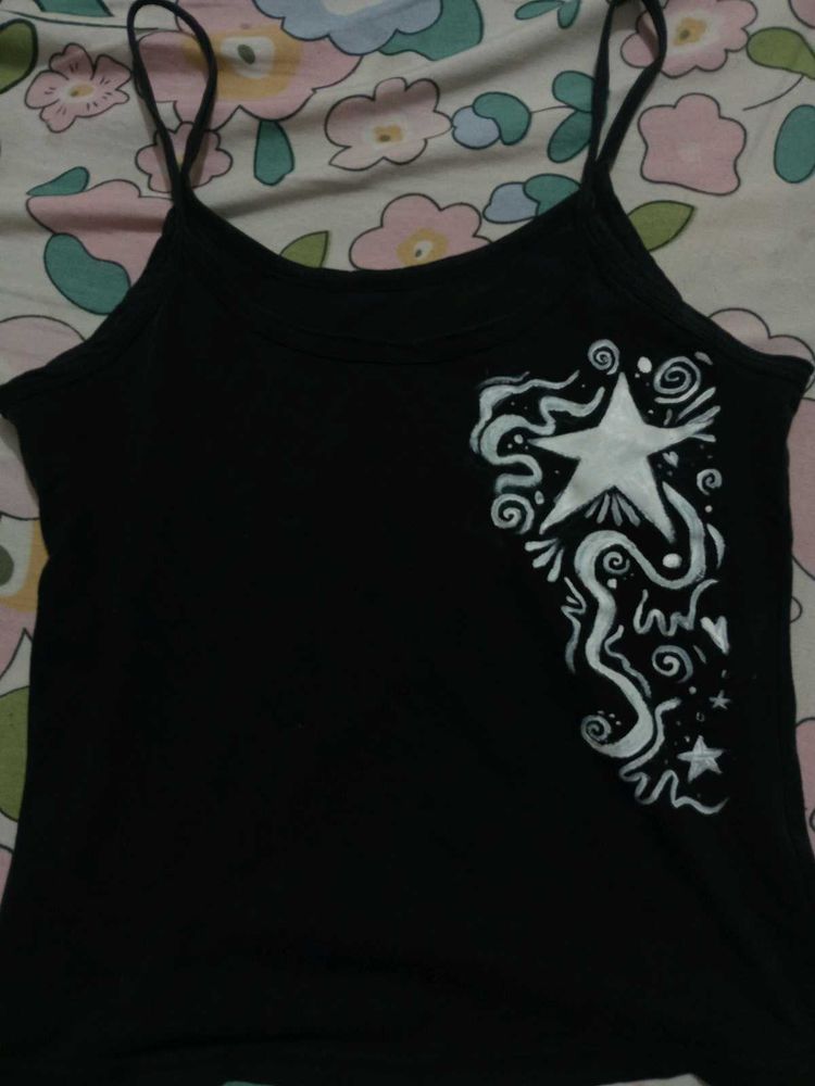 Black Camisole with White Star Design