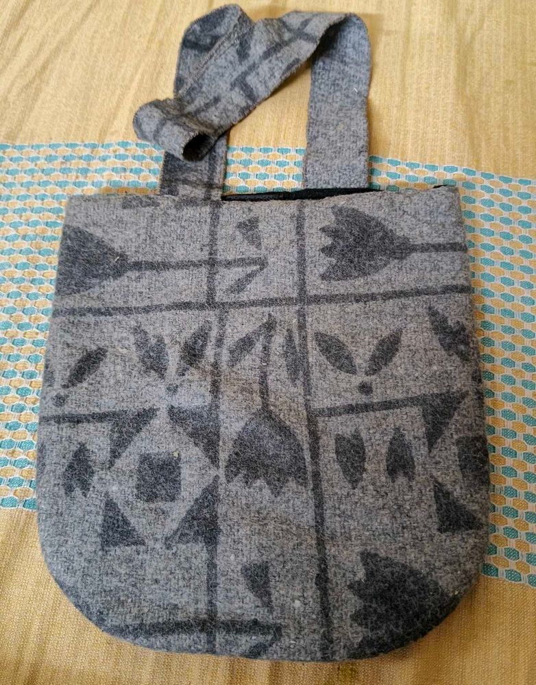 Gray Floral Print Tote Bag