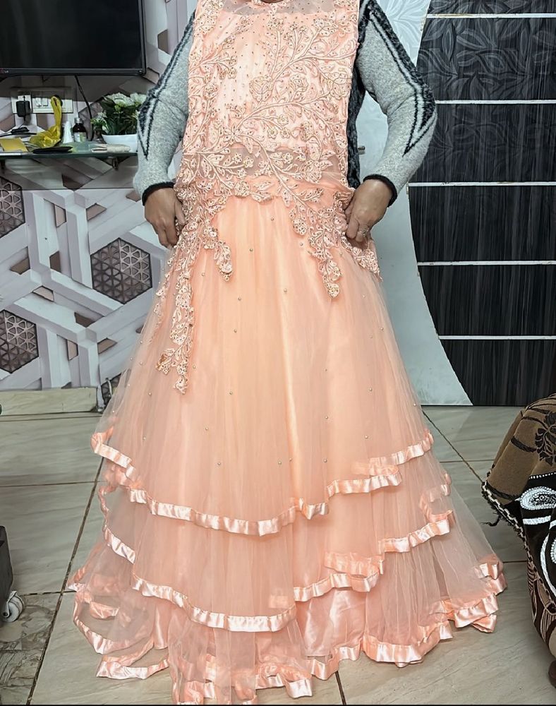 Elegant Peach Ethnic Gown